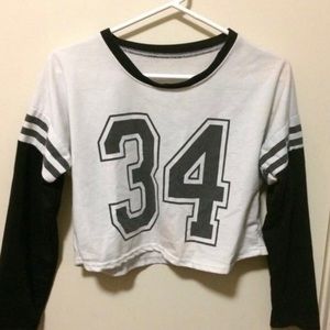 Varsity long sleeve crop top